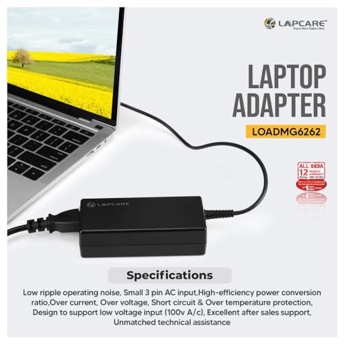 Image of Lapcare Laptop Charger 65W watt 4.5mm tip AC Power Adapter(Power Supply) for Dell Inspiron 13 14 15,3000 5000 7000 Series,5558 5755 3147 7348-2in1 5555 5559,0G6j41,0MGJN,Mgjn9