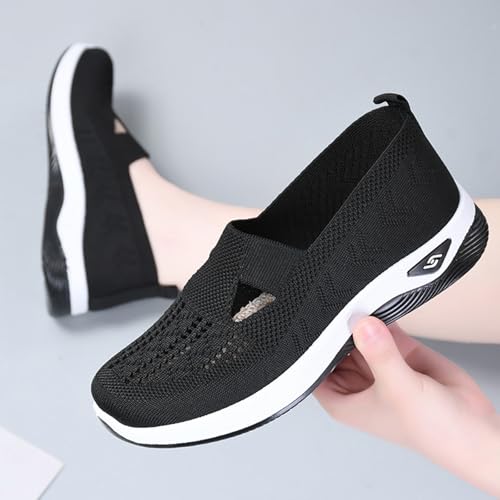Women's Orthopedic Walking Shoes,Woven Breathable Orthowalkway Womens Sneakers,Lightweight Non-Slip Arch Support Slip on Shoes2