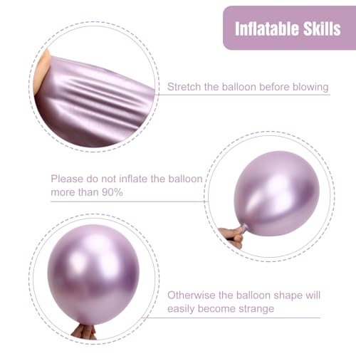 Image of RUBFAC Metallic Mauve Pink Balloons 129pcs Different Sizes Pack of 18 12 10 5 Inch, Latex Chrome Lilac Balloon Garland Arch Kit for Wedding Princess Birthday Party Engagement Bachelorette Decorations