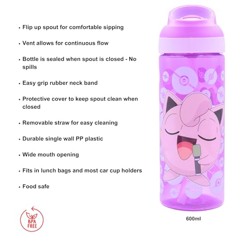 HOX POKEMON JIGGLYPUFF Reusable BPA free Kids Atlantic Water Hydration Bottle with built in Carry Loop - Image 3