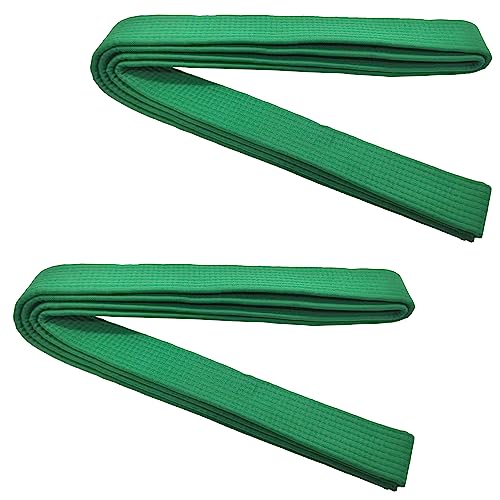 Niuhong 2 Pcs 260cm Cinturón Judo y Karate Deportivos Artes Marciales Cinturones Taekwondo Profesional Cinturón Karate Aikido Tejido Grueso Niños Adultos Cinturón Blanco Artes Marciales Kofun (Verde)