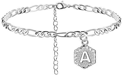 Sora Tuki A Initial Ankle Bracelets for Women Silver Anklets for Women Letter Anklet with Initials Silver Ankle Bracelet Initial Anklets for Women