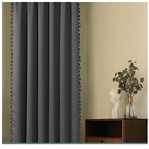 Image of Amazon Brand - Umi Velvet Eyelet Door Curtains with pom pom Lace for Living Room Bedroom Kitchen 1 pc Pack in Silver Color (Door - 4 feet x 9 feet)