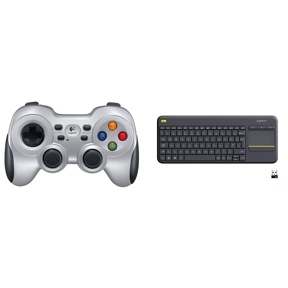 Logitech F710 Wireless Gamepad, 2.4 GHz Wireless con Nano-Ricevitore USB, Controller Dual Vibration Feedback & K400 Plus Tastiera Wireless per TV, Pc, Home Theater‎