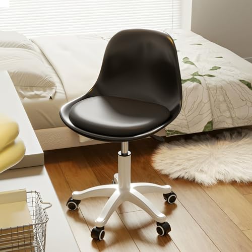 Image of JPBSTO Small Desk Chair Cute Armless Task Vanity Chair with Soft Padded Cushion, Plastic Height Adjustable Home Office Chairs for Teens Girls