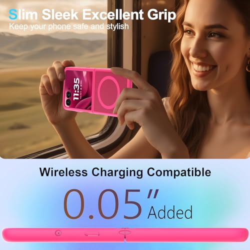 KEKBOXQ Case for Motorola Razr+ 2025/Razr+ 2024 Magnetic Cover,Moto Razr Plus 2025/Razr Plus 2024 Phone Case,Slim-Fit Hard PC Bumper Shockproof Silicone Protective Cases,Hot Pink by KEKBOXQ - Used condition - Image 6