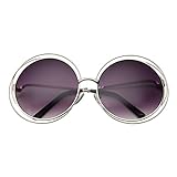 grinderPUNCH Women's Halo XXL Round Oversized Wire Sunglasses in Metal