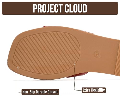 Image of Project Cloud 100% Genuine Leather Sandals for Women 2026 - Fashion Flat Womens Sandals with Memory Foam Insole Slides Sandals Women Footwear - Mules Women's Sandals (Jannel)