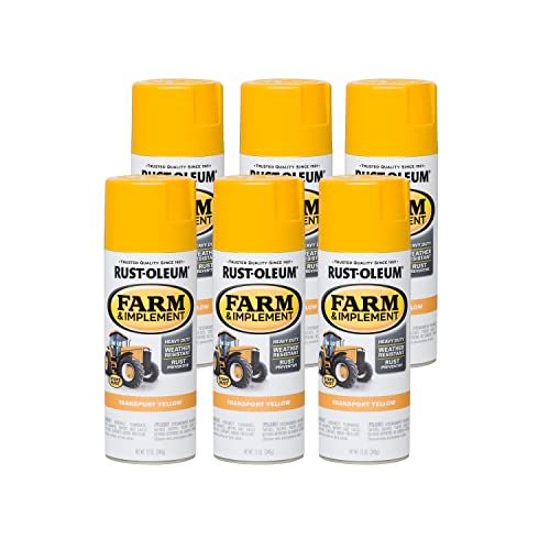 Image of Rust-Oleum 280145-6PK Farm & Implement Spray Paint, 12 oz, Gloss Transport Yellow, (Pack of 6)