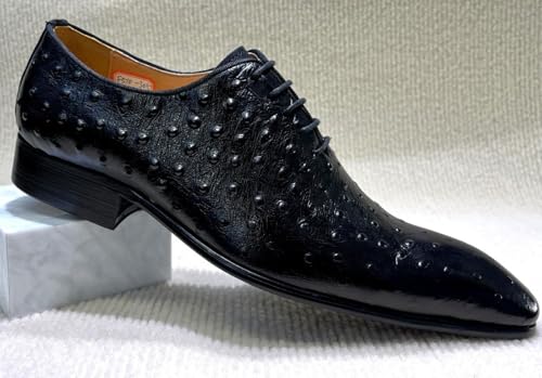 Santimon Men’s Genuine Leather Oxfords Formal Dress Shoes – Comfortable Fashion Pointed Toe Lace-Up Derby for Business, Weddings, & Events2