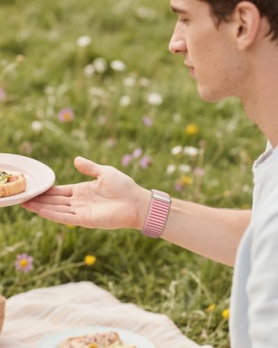 Fabric Band Compatible with Samsung Galaxy Watch 8 40mm/44mm, Soft Nylon Sport Loop Replacement for Galaxy Watch 8 Classic 46 mm Women Men (Pink) - image 7