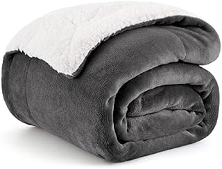 Bedsure Sherpa wysokiej jakości koce antracytowe, przytulne koce, bardzo gruby ciepły koc na sofę / kocyk na kanapę w dwustronnym, super puszystym kocu polarowym 150x200 cm jako narzuta na sofę lub koc do salonu