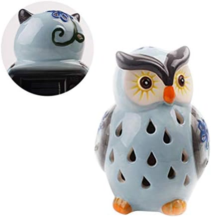 Mobestech Solar Powered Owl Light Ceramic Animal Shape Outdoor Garden Light Waterproof Figure Light for Lawn Yard Road Landscape