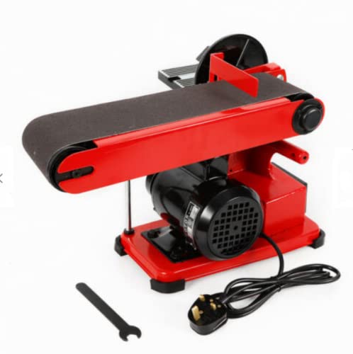 Lijadora de banda Lijadora eléctrica de banco ajustable 375W, lijadora de banda 4" x 36" roja