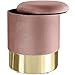 Tectake Pouf Rond avec Coffre de Rangement Tabouret Aspect Velours Base en Acier Doré Design Elégant – Diverses Couleurs (Rose)