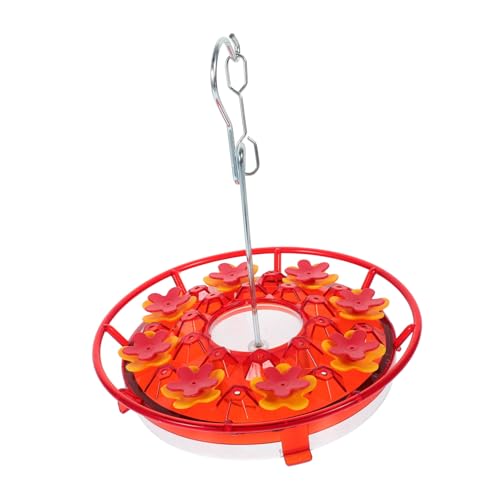 YARNOW Comedero para Pájaros De Jardín Jaula De Pájaros Estación De Alimentación De Comederos para Pájaros Colgando Juguetes De Baños De Pájaros De Jardín El Plastico Rojo