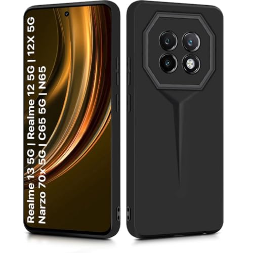 Image of WOW IMAGINE Slim Back Cover for Realme 13 5G | Realme 12 5G | 12X 5G | Narzo 70x 5G | C65 5G | N65 | Blade Series Ultra Thin Case | Camera Protection | Soft Matte Silicone Flexible Mobile Case - Black
