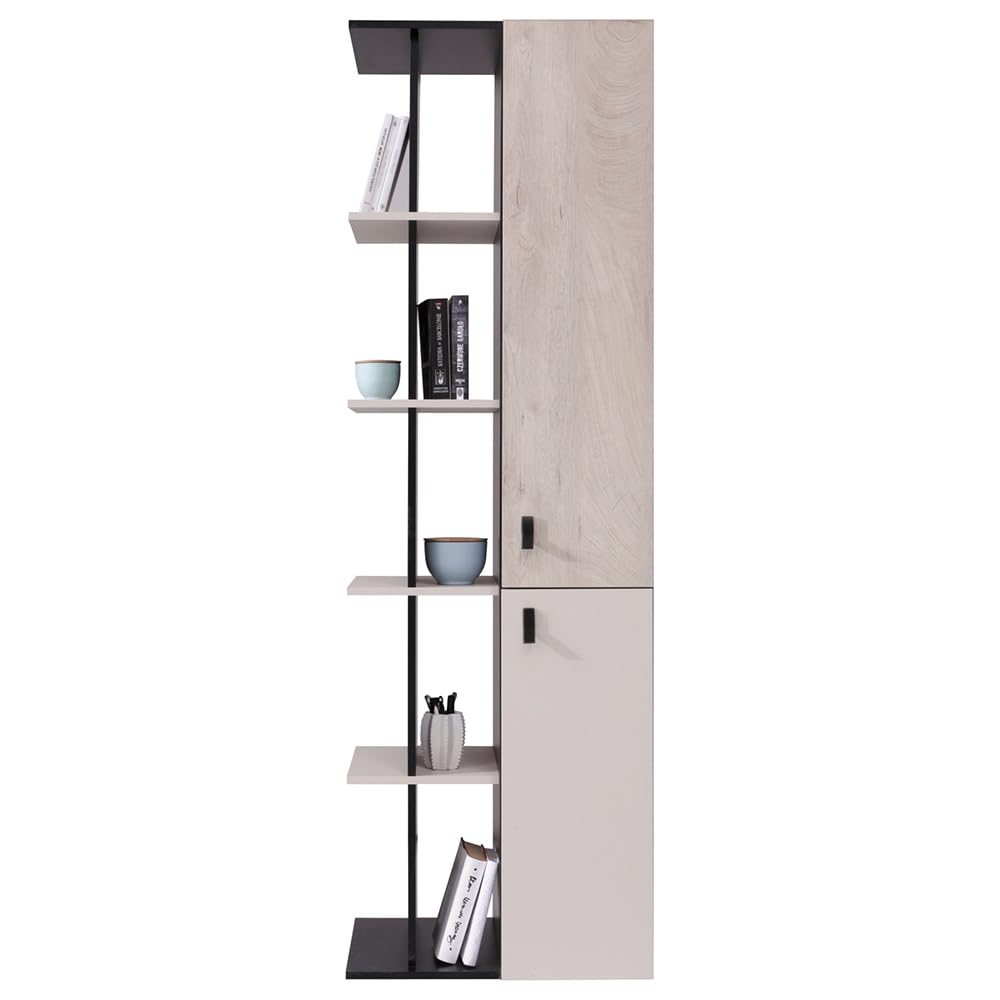 Lomadox Jugendzimmer Set 7-teilig mit Bett, Eckkleiderschrank, 2 Regalschränke, Wandboard, Schreibtisch, Schreibtischaufsatz in schwarz/braun/beige Modern