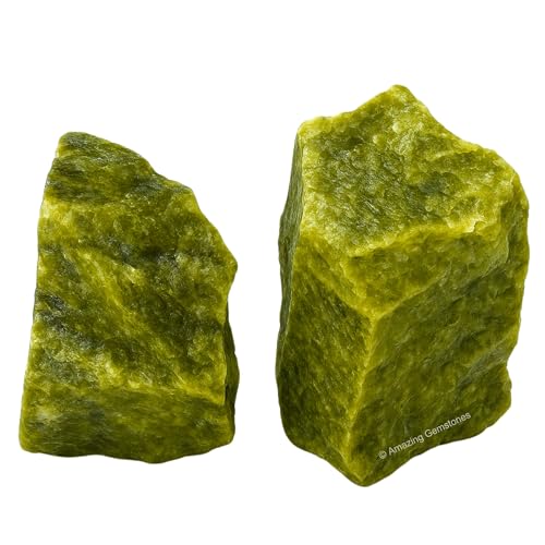 Image of Amazing Gemstone 2 Pieces Vesuvianite Raw Crystals and Healing Stones, Natural Rocks for Tumbling and DIY Raw Stones and Crystals