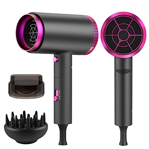 Larmhoi Hair Dryer With Diffuser And Concentrator, Blow Dryer Lightweight Portable Professional Hair Dryer With Constant Temperature For Home Family Women Travel Salon Curly Hair, Grey #TOP20