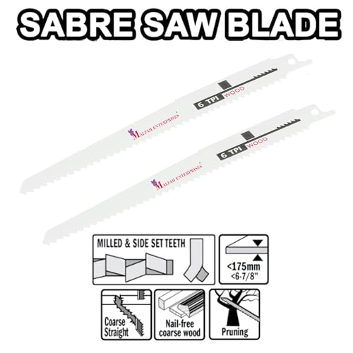 Image of Malfah Reciprocating Saw Blades Saber Saw Handsaw Multi Saw for Cutting Wood Metal Concrete Pvc Fast Straight Solid Pipes Profiles Chipboard Plaster (2 PCS MRSB150MM)