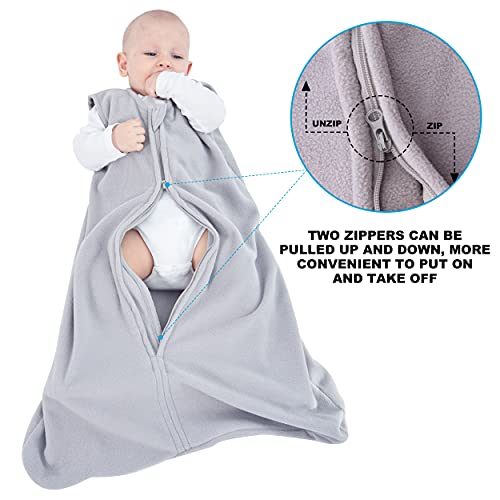All Season Micro-Plush Baby Wearable Blanket, Ultra Light - Unisex Clothes for Toddlers, Sleeveless Warm Soft Plush Sleep Bag and Sack with Inverted Zipper (TOG 1, Large, Age 12-18 Months) - Grey - Thumbnail 3