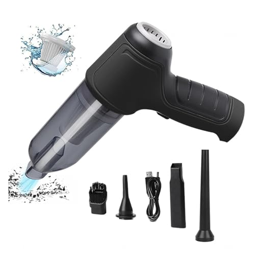 Wizvox Aspirador Mano Potente, Carga InaláMbrica Aspiradora De Mano Inflar Y Aspirar RáPidamente Aspirador PequeñO, Limpieza De AutomóViles Y Hogares,Black