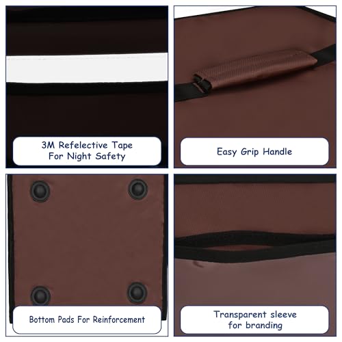 Image of Insulated Food Delivery Bag | Foldable Pizza & Multi-Meal Carrier | Thermal, Waterproof, Leak-Proof, Brown(14X10X18 Inch)