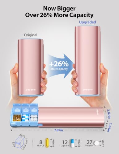 Image of Vaydeer Large Metal AM PM Pill Organizer 7 Day, Moisture-Proof Desiccant