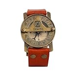 Z ZENITH Romantic Engraved Brass Sundial Compas Watch for Men – Vintage Antique Leather Strap Wrist Watch with Love Quote – Vintage Sun Dial Wedding Birthday Gift for Him, Unique Keepsake