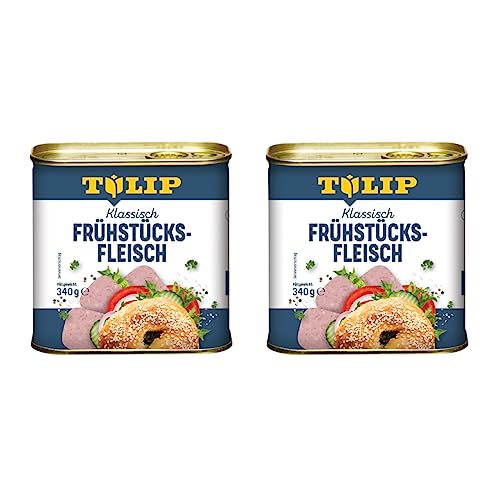 TULIP 2x Schweine-Frühstücksfleisch 340g | leckeres Schweinefleisch in der praktischen recycelbaren Konserve | Schweine-Frühstücksfleisch in der Dose | 86% Schweinefleisch