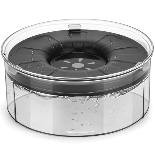 PETTOM Wassernapf Hund ohne Sabbern, 3L Transparenter Hundenapf Auslaufsicher, Trinknapf Hund Anti Schlabber, Hunde Wassernapf für Drinnen und Draußen