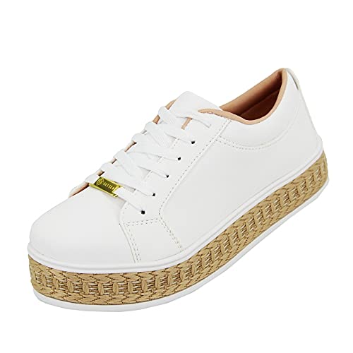 Tênis Sapatenis Flatform Casual Sola Alta Selten Branco 34, Branca