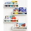 Forbena Floating Nursery Book Shelves for Wall Set of 4, White Wall Bookshelf for Kids Room, Small Wood Book Shelf Bookshelves for Baby Teen Boys Girls Bedoom Bathroom Toy and Decor Storage