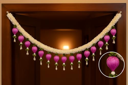 Image of Divyakosh Torans for Entrance Door - 4FT / 48 Inch, Home Decoration Hangings, Lotus Buds Toran | Thoranam, Gajra Bandhanwar - Size 48 Inch