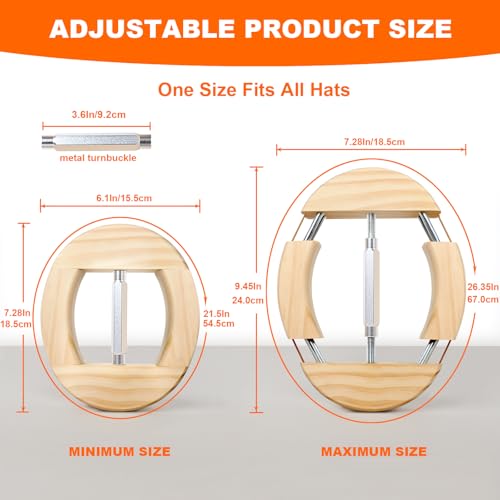 Image of Hat Stretcher 4 Way, Hat Stretcher for Fitted Hats Size 6 7 /8 to 8 1 /2, Hat Jack Stretcher, Heavy Duty of Hat Extender