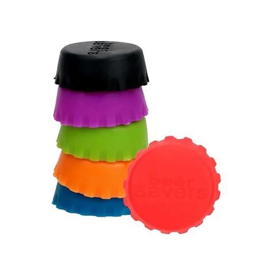 Set of 6 Reusable Silicone Bottle Caps – Beer & Wine Saver Tops in Assorted Colors – Leak-Proof, Airtight Drink Sealers