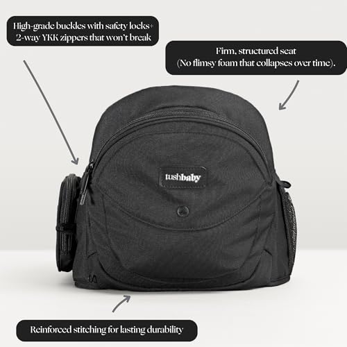 tushbaby the original premium quality hip seat carrier  safety-certified baby amp toddler carrier with secure safety buckles no-flimsy-foam design storage pockets amp nursing pillow 03 yrs