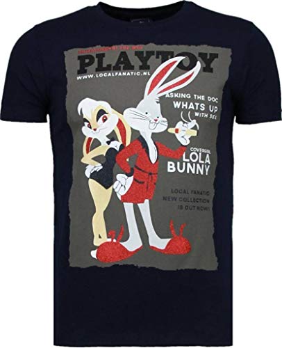 Local Fanatic Camisetas – Playtoy Bunny Rhinestone Camisetas Personalizadas – Azul