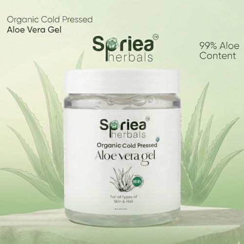 Image of Organic Cold Pressed Aloe Vera Gel For |Face with Pure Aloe Vera| & Vitamin E for Skin and Hair- Paraben & Sulfate Free |480 g (Pack of 2)