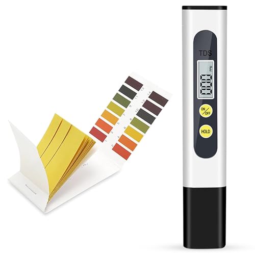 Image of GLUN Digital Display TDS Meter with Liquid Testing PH Paper Strips Combo, 1-14 Indicator Litmus Paper Tester Strips, 80 Pieces, Pre-Calibrated Water Testing TDS Meter