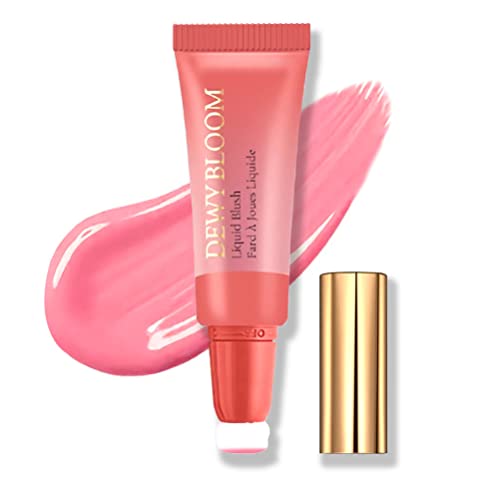 Soft Cream Liquid Blush Beauty Wand, Creamy Blush Makeup for Cheeks with Cushion Applicator, Natural-looking Cheek Tint Blush Dewy Finish,Blends Perfectly onto Skin,Long-Wearing (103 Rosa)