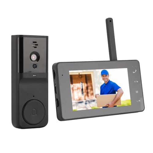 Sistem de Intercomunicación con Timbre con Vídeo, Kits de Videoportero con Monitor de 4,3 Pulgadas, Cámara de Puerta con Visión Nocturna por Infrarrojos, Intercomunicador de