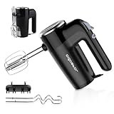 Aigostar Hand Mixer Electric, 6-Speed Mixer Electric Handheld with Attachments Storage, 4 Accessories, Turbo Boost, Easy Eject for Cream, Cake, 250W, Black