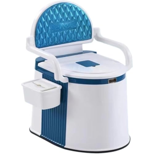 ポータブルトイレ(大人/子供両用) 手すり付き + 洗えるトイレットペーパーホルダー/バスケット 防臭設計 国産プラスチック 妊婦・高齢者・身障者・介護用 屋内(寝室)・屋外(キャンピングカー)対応 (B)