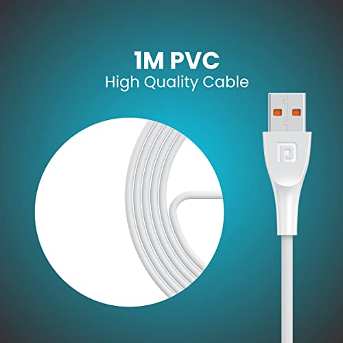 Image of Portronics Konnect Spydr 2 Multi-Functional Charging Cable (Type C + Micro USB) 3.0 A Output, PVC Material(White)