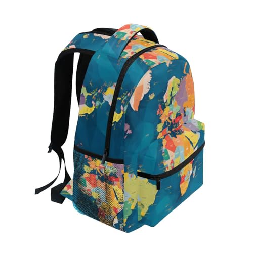 Element World Map Backpack Daypack Shoulder Bag Book Bag Lightweight Back Pack with Reflective Strip Travel Laptop Daypack 12 ×16.9 In2