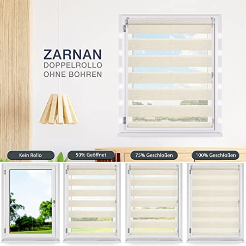 Zarnan Doppelrollo Klemmfix ohne Bohren Leinen 100x120cm(Stoffbreite 96cm) Duo Rollo Blickdicht Zebrarollo Rollos für Fenster ohne Bohren… – Ansicht 3