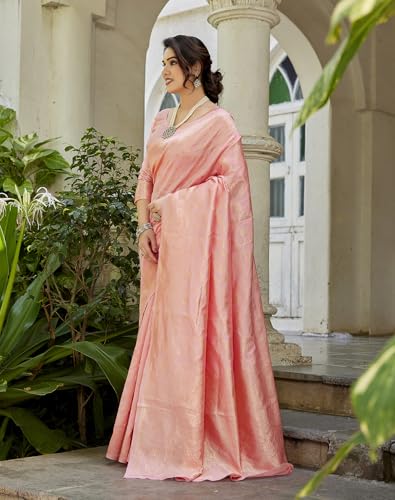 Image of Yashika Women's Trendy Pure Banarasi Kanjivaram Saree with Blouse Material