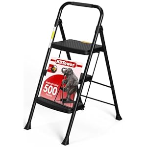 HBtower Step Ladder Sturdy, Heavy Duty Step Stool for Adults, Wide Anti-Slip Pedal Step Ladder Folding Step Stool for Home Kitchen Garage Outdoor (3 Step Ladder)